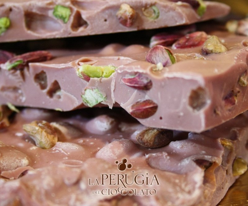 Lastra di cioccolato Ruby con Pistacchio