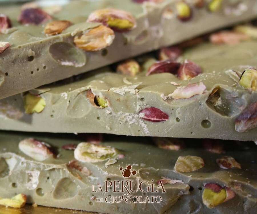 Lastra di cioccolato bianco con Pistacchio