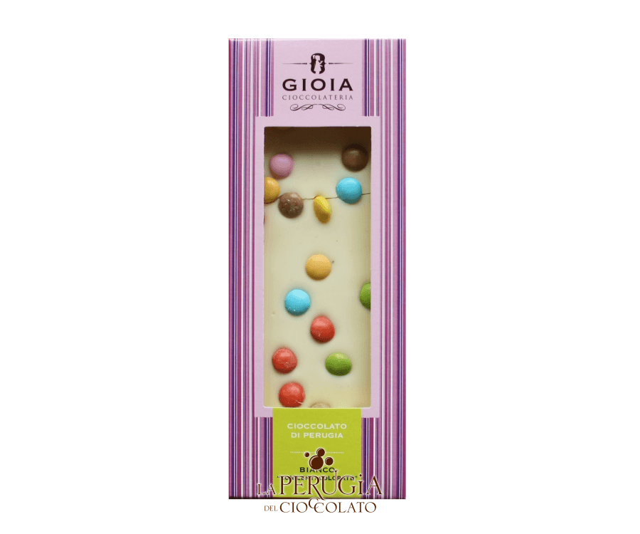 Tavoletta di cioccolato bianco con “lenti colorate” Gioia Cioccolateria