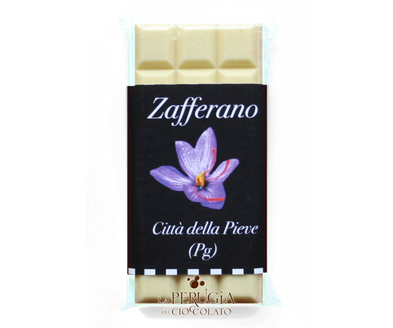 Tavoletta di cioccolato bianco con olio di Zafferano di Città della Pieve