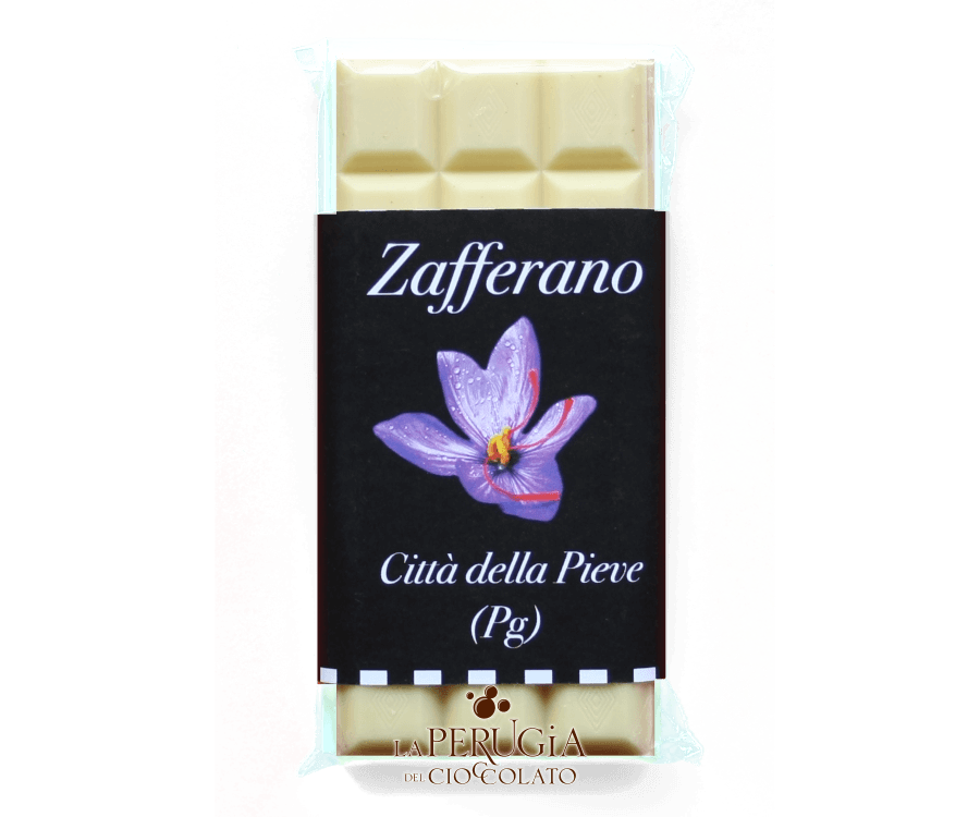 Tavoletta di cioccolato bianco con olio di Zafferano di Città della Pieve