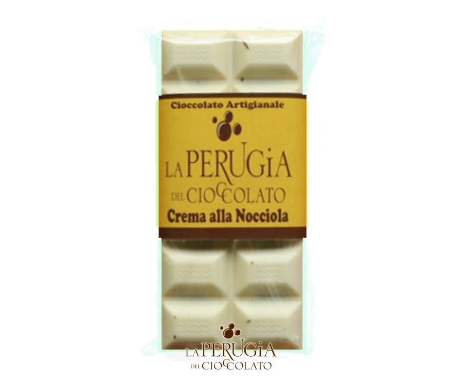 Tavoletta di cioccolato bianco ripiena di crema alla nocciola