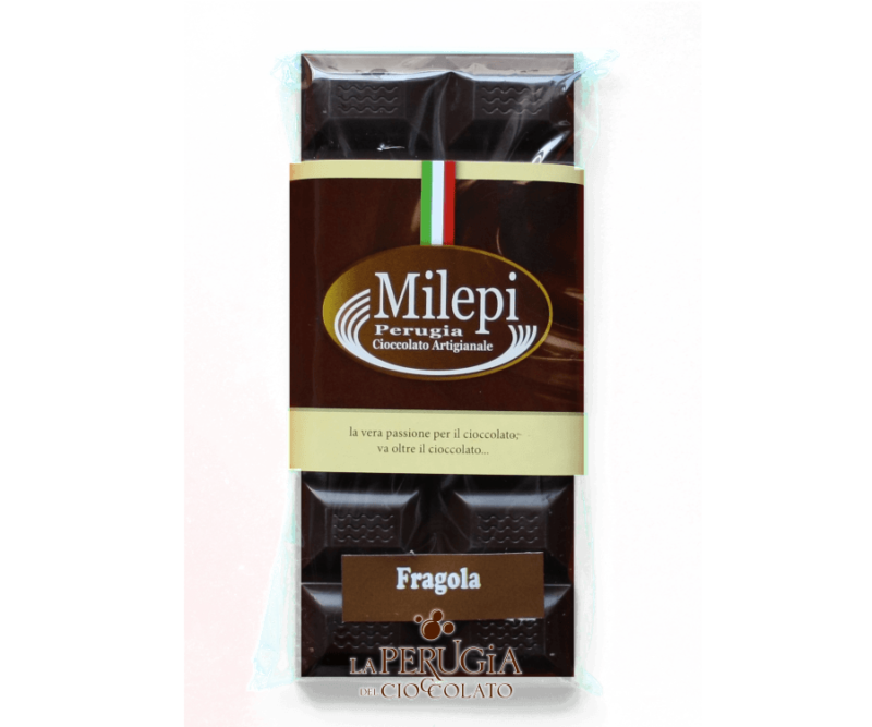 Tavoletta di cioccolato fondente Extra ripiena di crema alla fragola