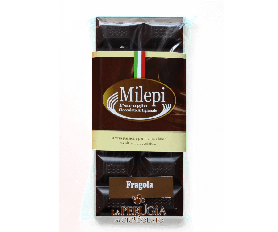 Tavoletta di cioccolato fondente Extra ripiena di crema alla fragola