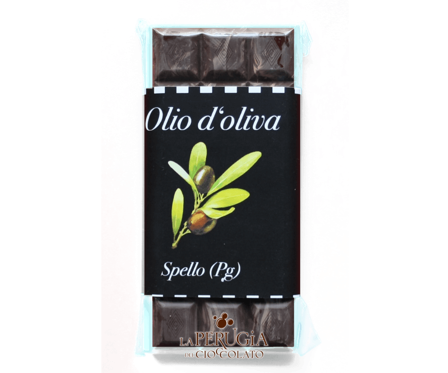 Tavoletta di cioccolato fondente con Olio Extravergine d’Oliva di Spello