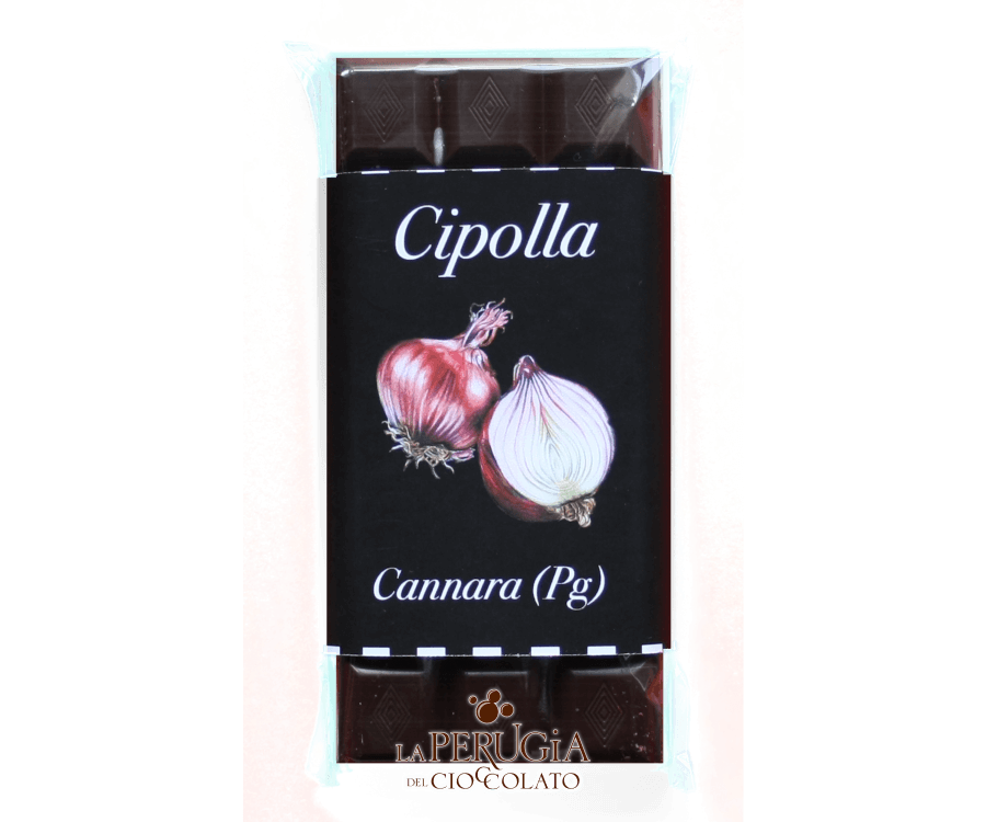 Tavoletta di cioccolato fondente con crema al gusto di Cipolla di Cannara
