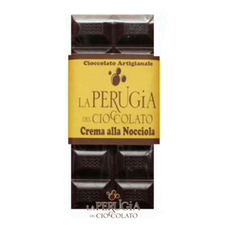 Tavoletta di cioccolato fondente extra ripiena di crema alla nocciola La Perugia del Cioccolato