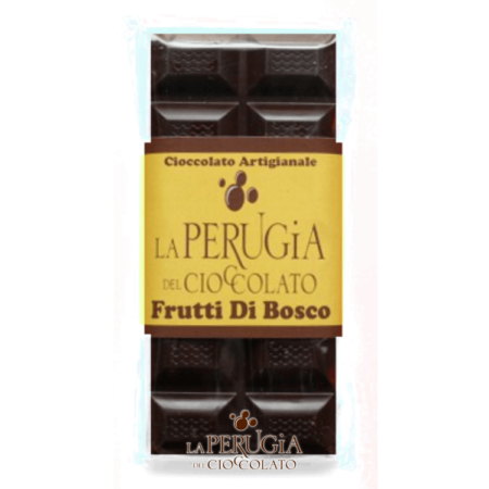 Tavoletta di cioccolato fondente extra ripiena di crema ai frutti di bosco La Perugia del Cioccolato