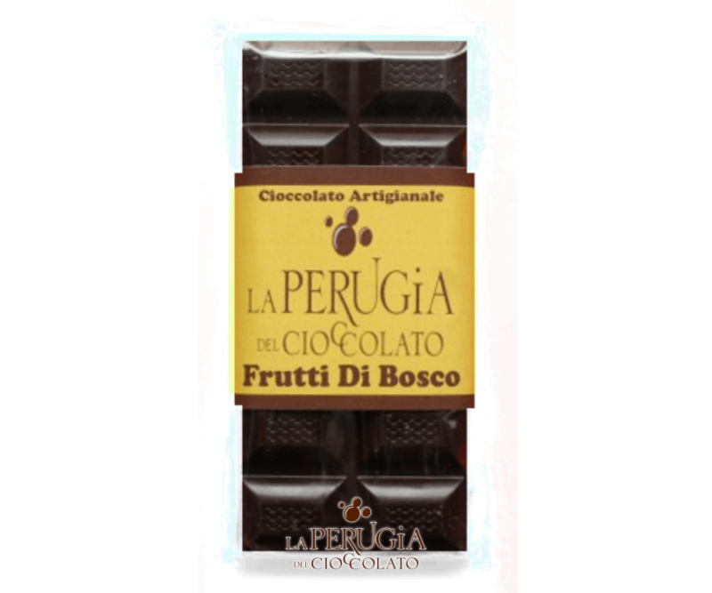 Tavoletta di cioccolato fondente extra ripiena di crema ai frutti di bosco La Perugia del Cioccolato