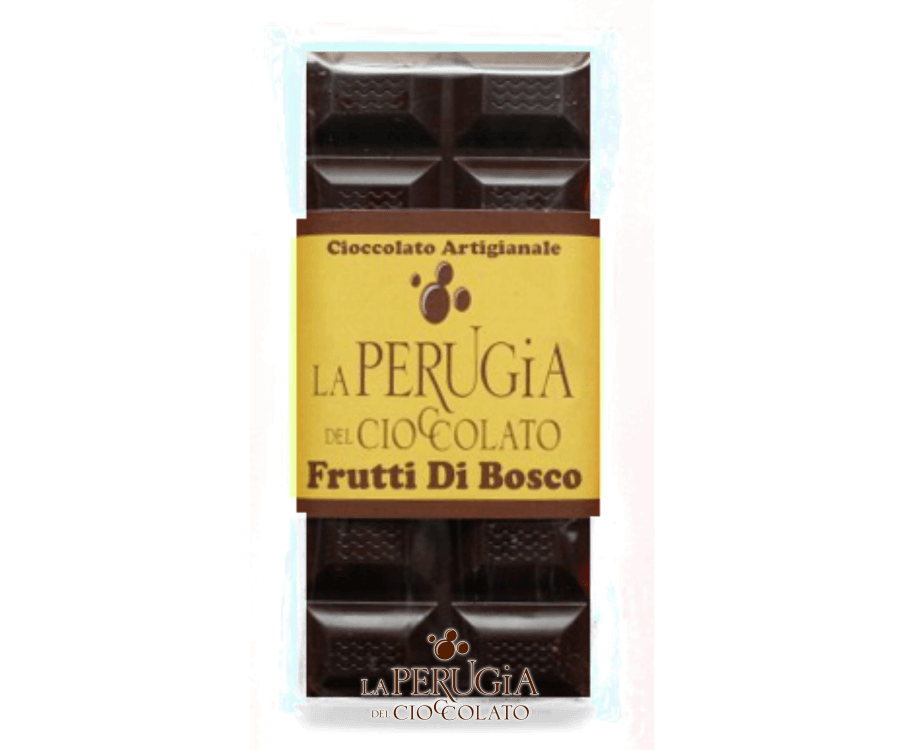 Tavoletta di cioccolato fondente extra ripiena di crema ai frutti di bosco La Perugia del Cioccolato